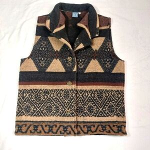 IVY WOMEN'S WESTERN WOOL BLEND BUTTON FRONT VEST SIZE LARGE